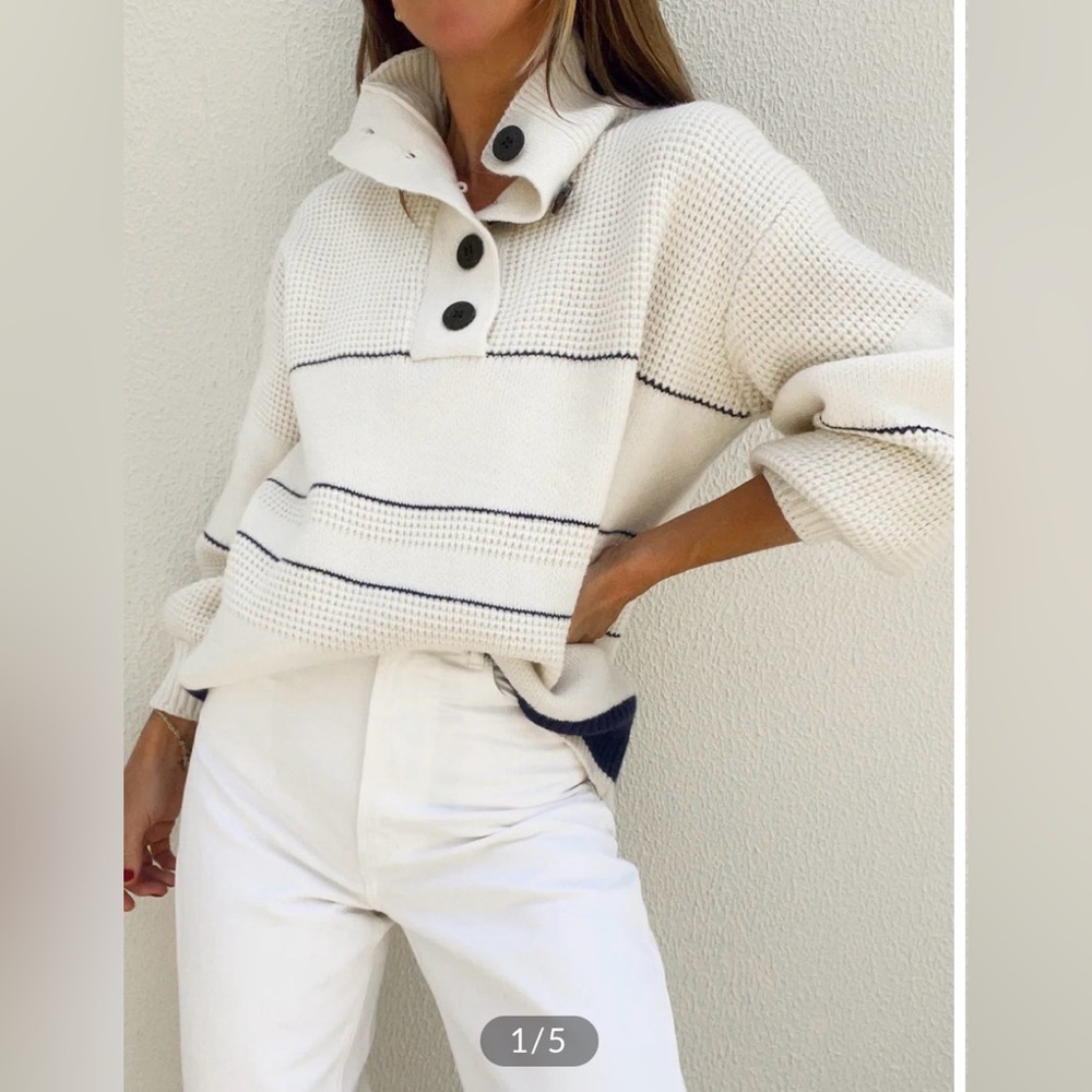 Commense Open Collar Button Up Sweater size Small